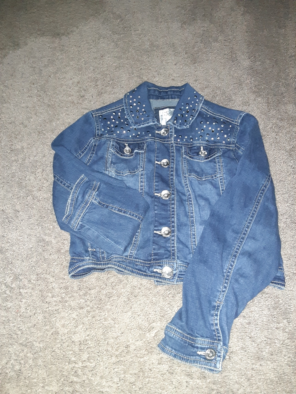 Justice Dark Blue Denim Jacket with Silver Studs
